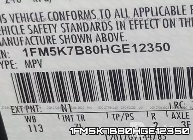 1FM5K7B80HGE12350 фото 10
