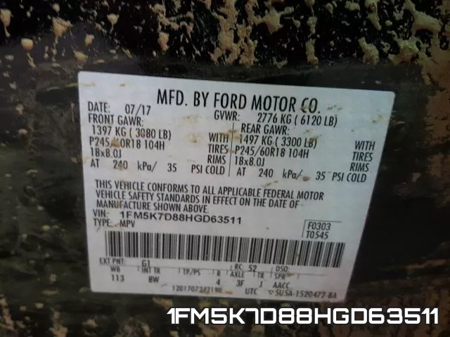 1FM5K7D88HGD63511 фото 2