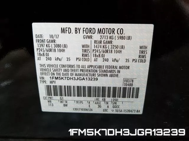1FM5K7DH3JGA13239 фото 2