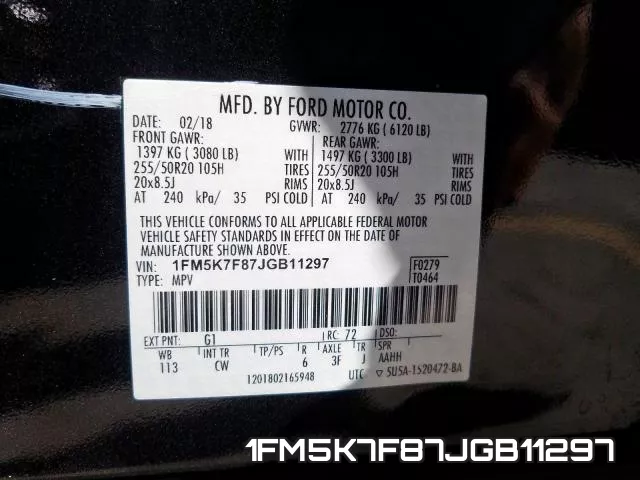 1FM5K7F87JGB11297 фото 2