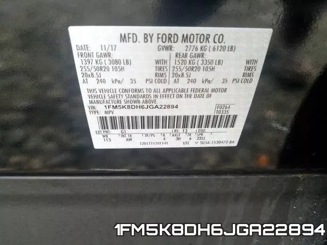 1FM5K8DH6JGA22894 фото 2