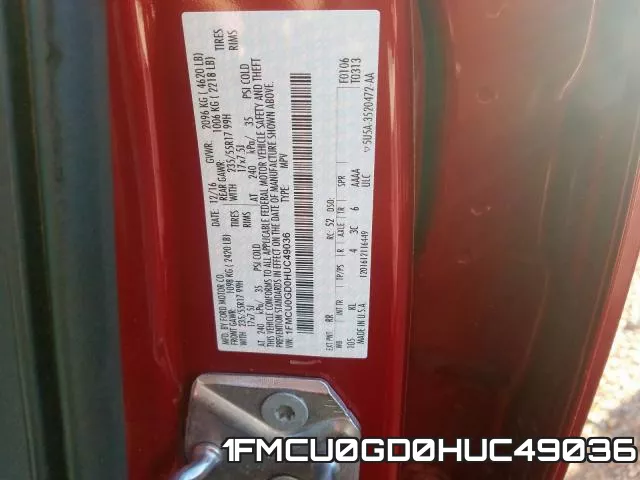 1FMCU0GD0HUC49036 фото 2
