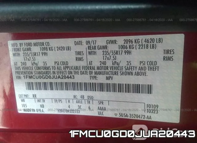 1FMCU0GD0JUA20443 фото 10