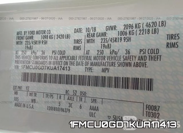 1FMCU0GD7KUA17413 фото 10
