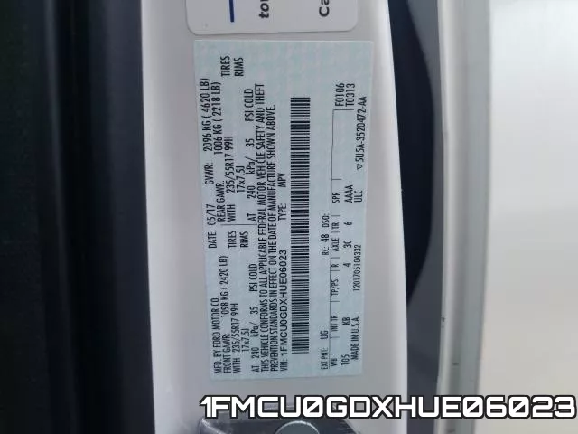 1FMCU0GDXHUE06023 фото 2