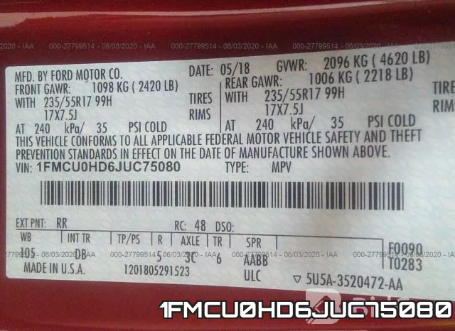 1FMCU0HD6JUC75080 фото 10