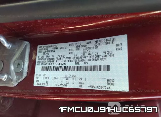 1FMCU0J91HUC65797 фото 10
