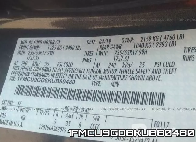 1FMCU9GD8KUB80480 фото 10