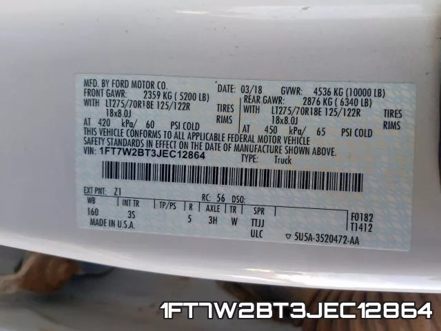 1FT7W2BT3JEC12864 фото 2