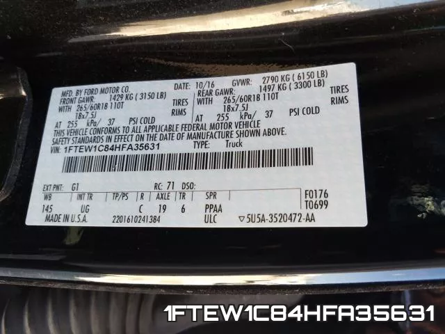 1FTEW1C84HFA35631 фото 2