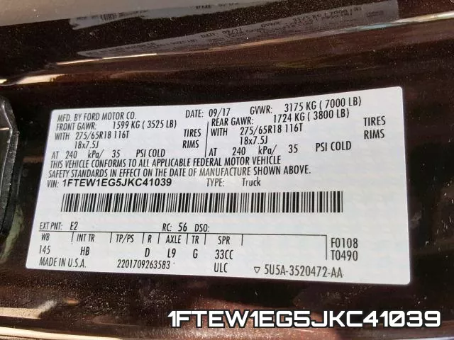 1FTEW1EG5JKC41039 фото 2
