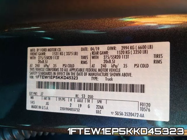 1FTEW1EP5KKD45323 фото 2