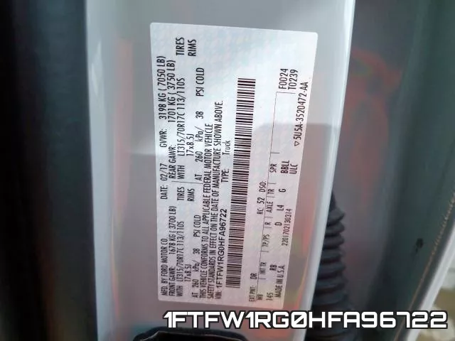 1FTFW1RG0HFA96722 фото 2