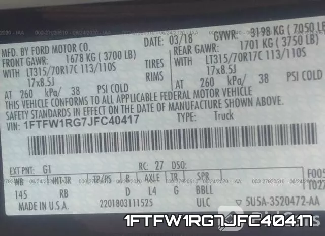 1FTFW1RG7JFC40417 фото 10