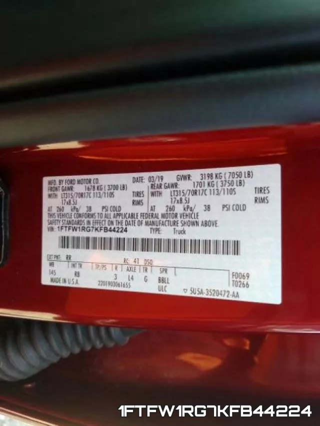 1FTFW1RG7KFB44224 фото 2