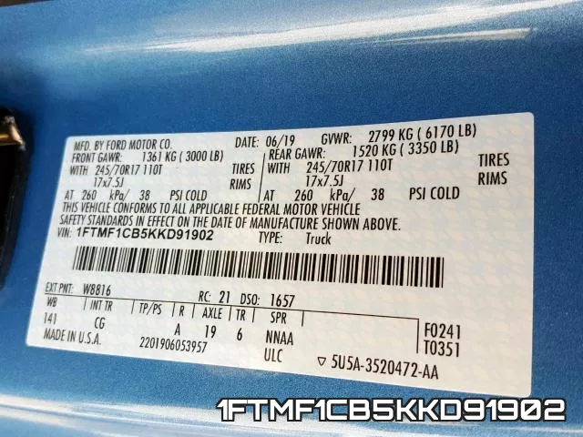 1FTMF1CB5KKD91902 фото 2
