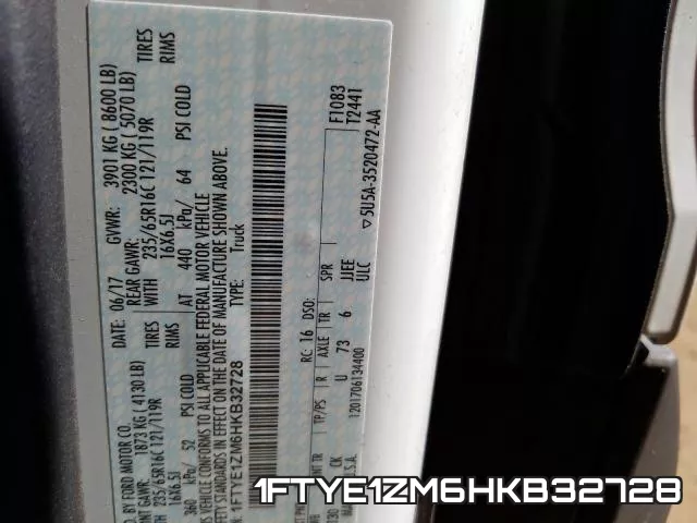 1FTYE1ZM6HKB32728 фото 2