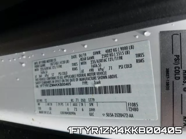 1FTYR1ZM4KKB00405 фото 2