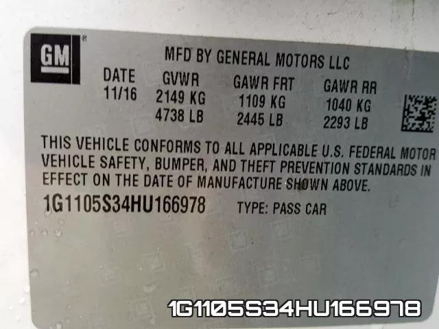 1G1105S34HU166978 фото 2
