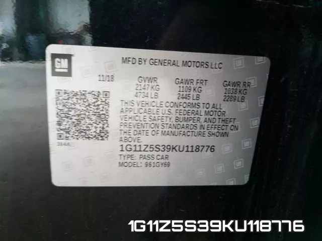 1G11Z5S39KU118776 фото 2