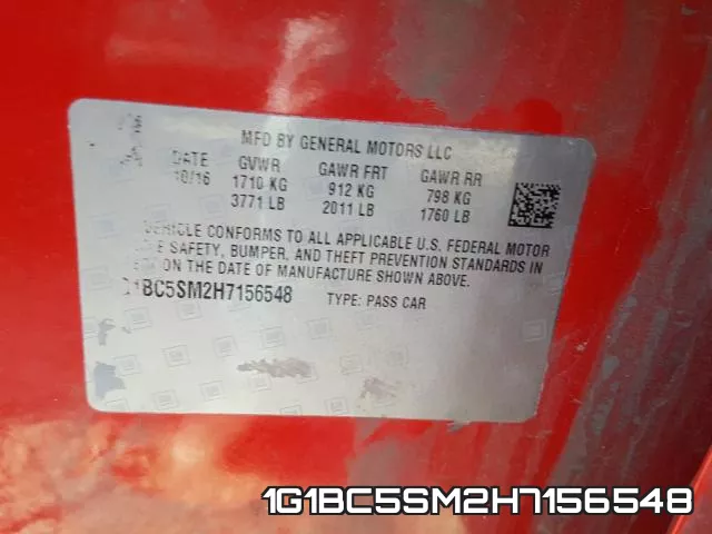 1G1BC5SM2H7156548 фото 2