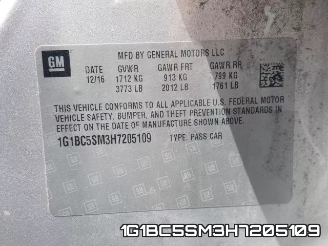 1G1BC5SM3H7205109 фото 2