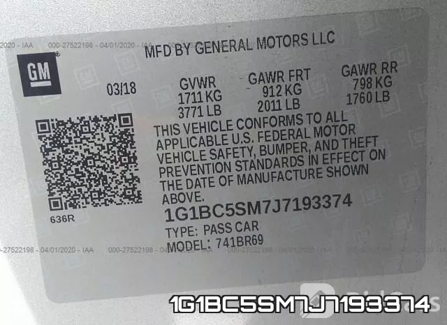 1G1BC5SM7J7193374 фото 10