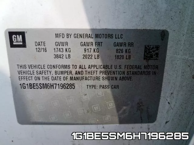 1G1BE5SM6H7196285 фото 2