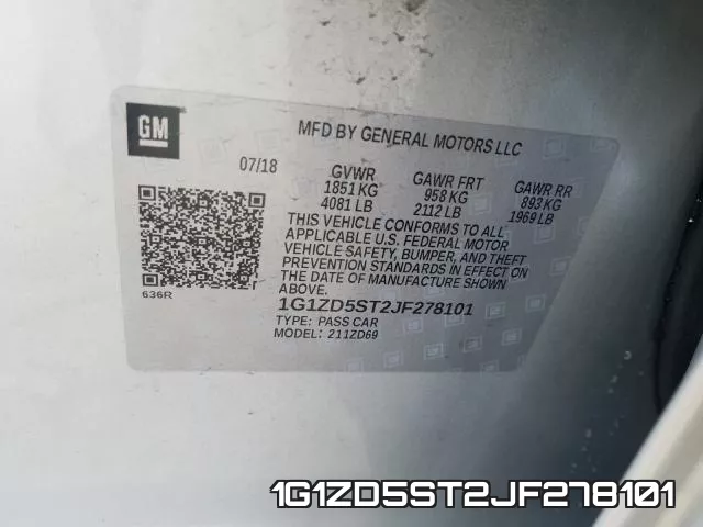 1G1ZD5ST2JF278101 фото 2