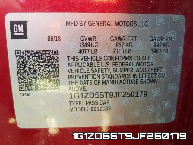 1G1ZD5ST9JF250179 фото 2