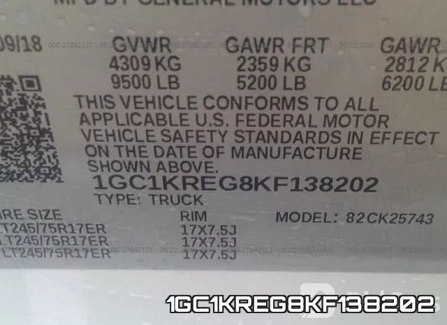 1GC1KREG8KF138202 фото 10