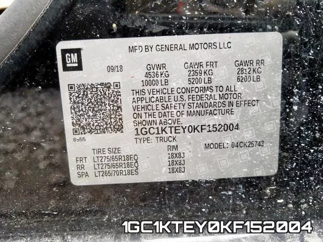 1GC1KTEY0KF152004 фото 2