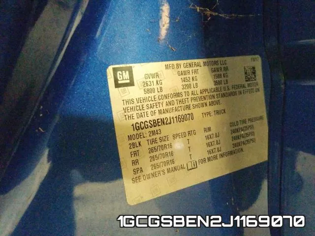 1GCGSBEN2J1169070 фото 2