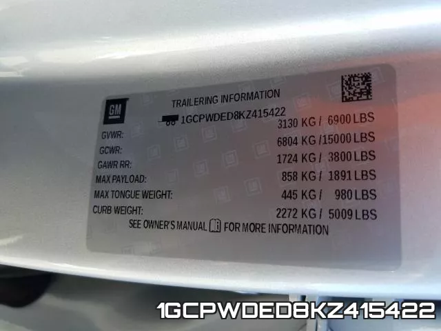 1GCPWDED8KZ415422 фото 2