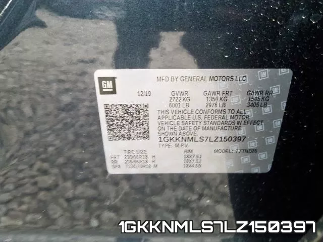 1GKKNMLS7LZ150397 фото 2