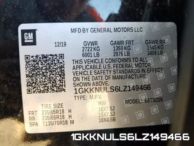 1GKKNULS6LZ149466 фото 2