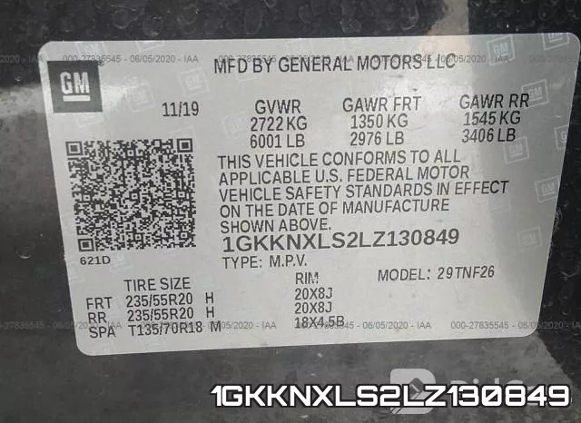 1GKKNXLS2LZ130849 фото 10