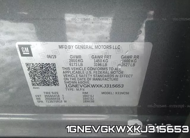 1GNEVGKWXKJ315653 фото 10