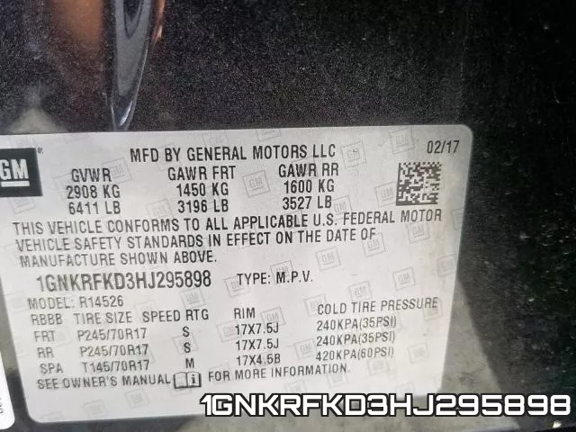 1GNKRFKD3HJ295898 фото 2