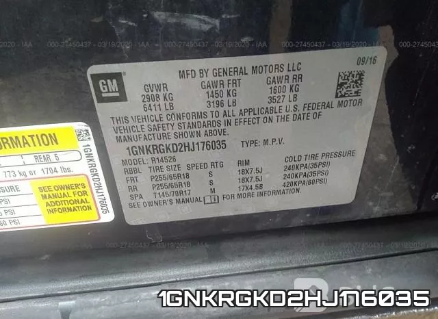 1GNKRGKD2HJ176035 фото 10