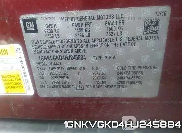 1GNKVGKD4HJ245884 фото 10