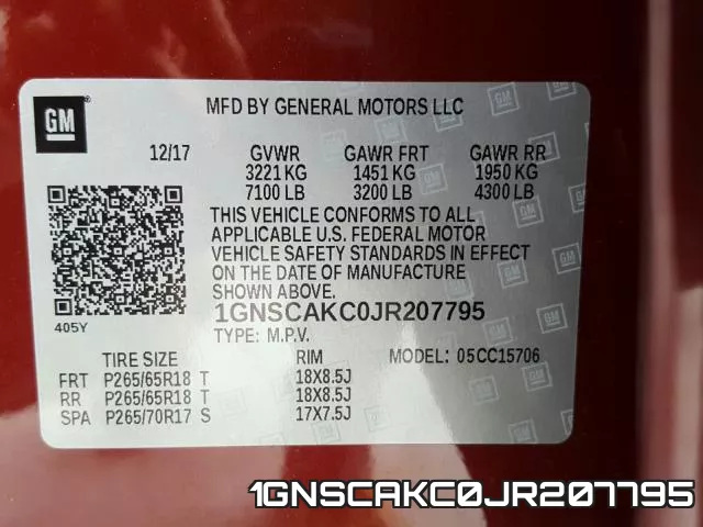 1GNSCAKC0JR207795 фото 2