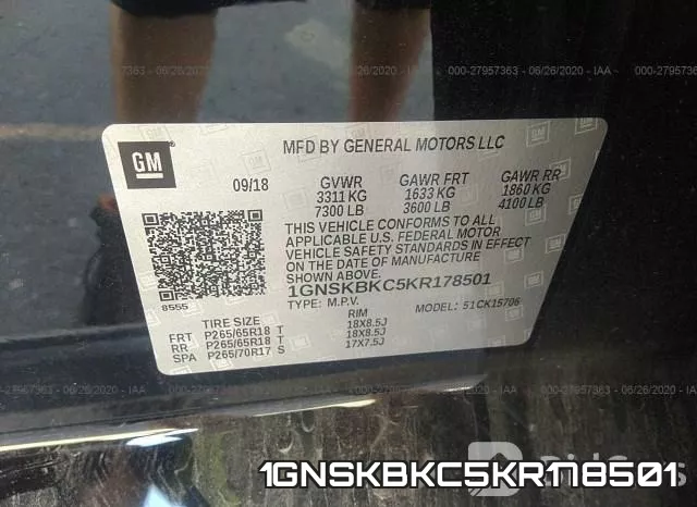 1GNSKBKC5KR178501 фото 10