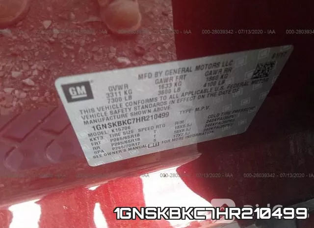 1GNSKBKC7HR210499 фото 10