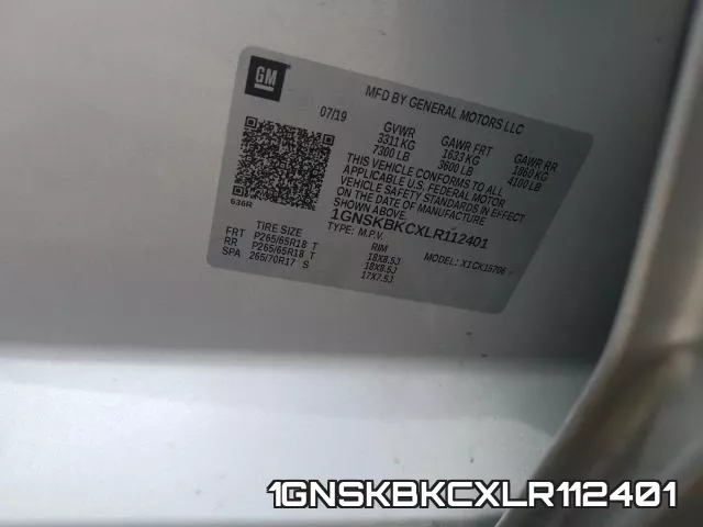 1GNSKBKCXLR112401 фото 2