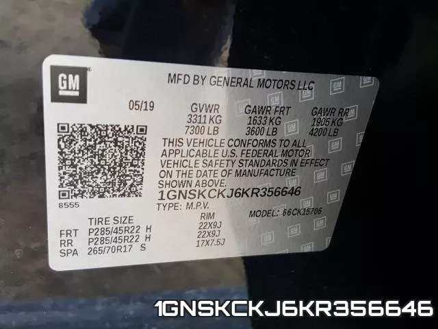 1GNSKCKJ6KR356646 фото 2