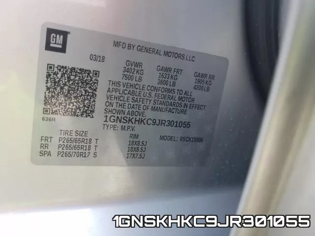 1GNSKHKC9JR301055 фото 2