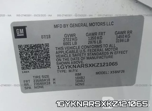 1GYKNARSXKZ121065 фото 10