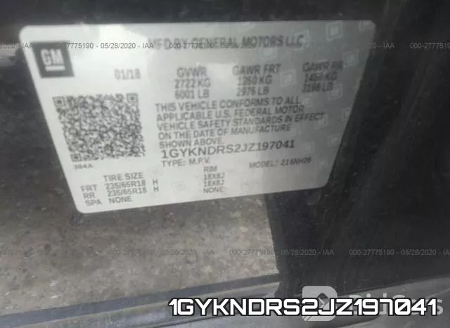 1GYKNDRS2JZ197041 фото 10