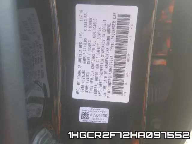 1HGCR2F72HA097552 фото 2